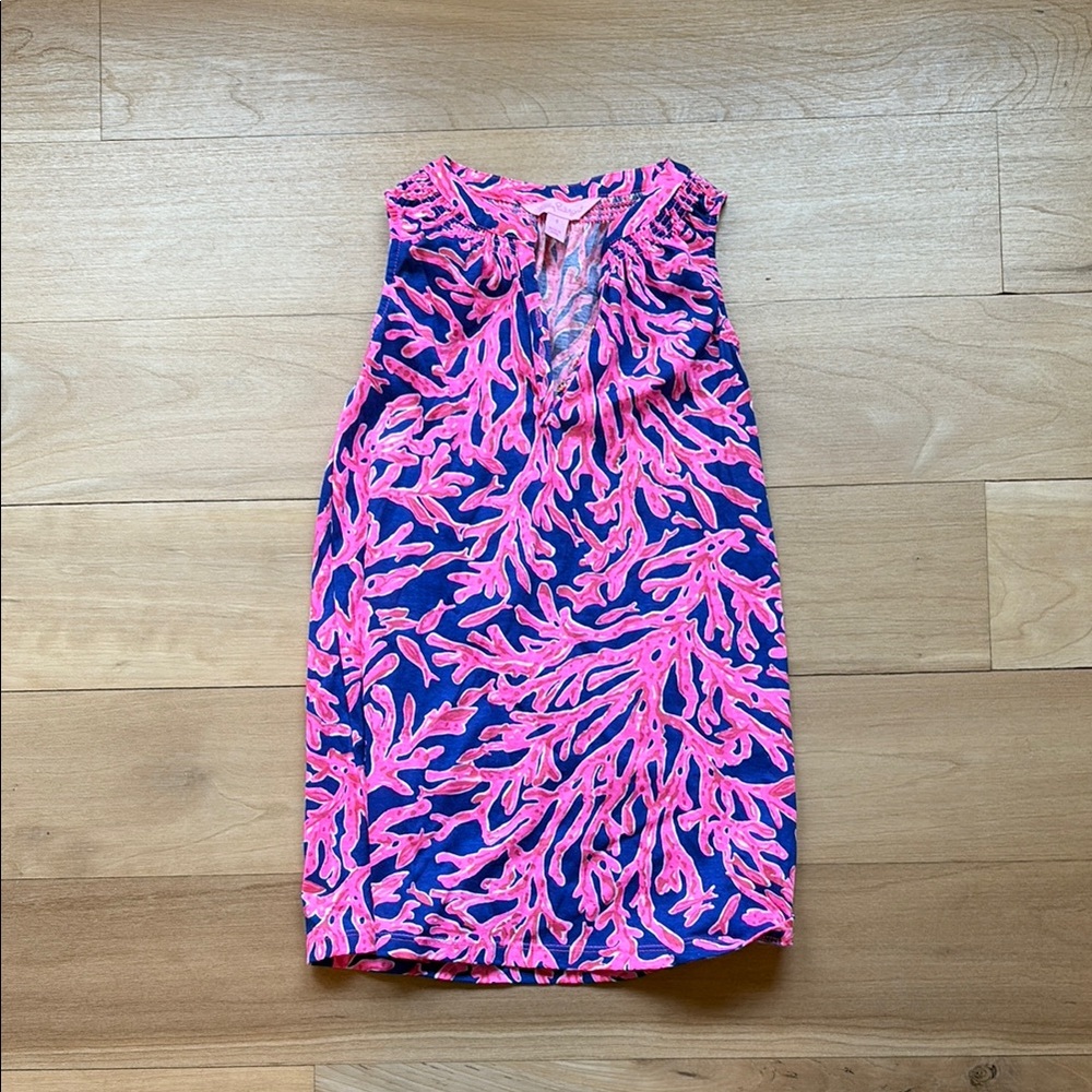 Pink and Blue Coral Print Dress